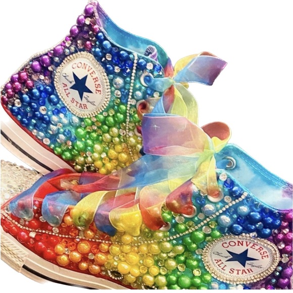 💥NWOT CONVERSE LOW TOP BLING CHUCK TAYLORS ORIGINALLY 250.00💥 - Picture 3 of 6